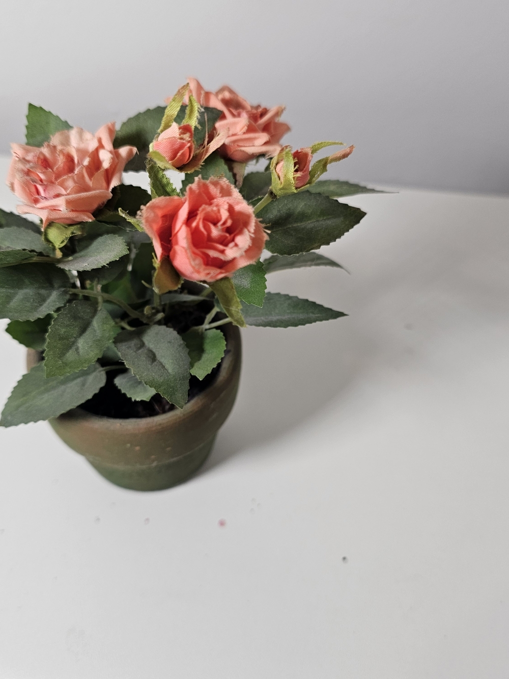 Artificial Coral Rose Potted Plant - Home Accents